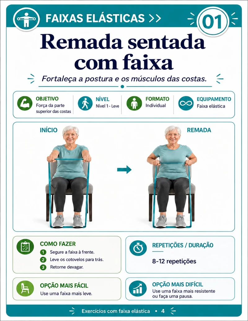 Dentro do kit: página de alongamento do peitoral com faixa elástica